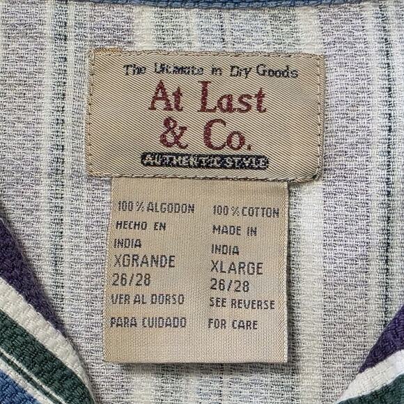 At Last & Co Y2K 90s Striped Tie Front Crop Top Women's XL Western Boho - Picture 4 of 6